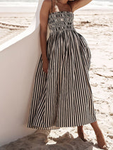 Sleeveless Pinstripe Long Maxi Dress