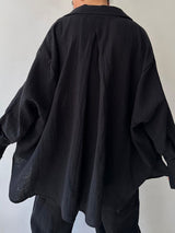 2Pcs Loose Solid Shirt Lounge Set