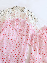 Short Sleeve 3 Pieces Heart Print Pajama Set