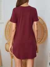 Solid V Neck Lounge Nightdress