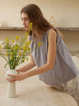 Cotton Sleeveless Top & Printed Pants Pajama Set