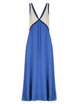 V Neck Contrast Color Maxi Dress