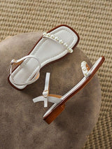 Pearl Square Toe Strap Sandals