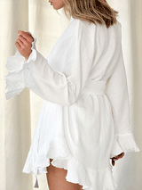 Flower Cuff Belted Long Sleeve Robe Set