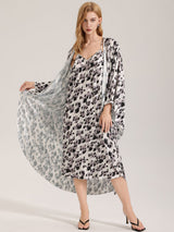 Kafiloe Leopard Cami Nightgown & Robe Set