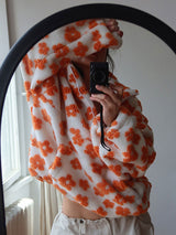 Plush Fleece Floral Sweatshirt