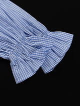 Ruffle Sleeve Plaid Shirt & Pants Set