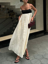 Bicolor Loose Backless Camisole Maxi Dress