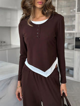 Faux Layered Top and Pants Set