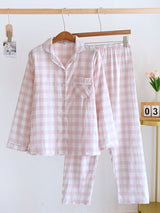 Cotton Plaid Long Sleeve Pajama Set