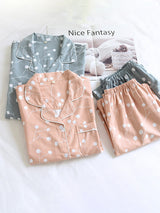 Print Cotton Couple Pajama Set - Kafiloe