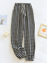 Cotton Classic Plaid Printed Drawstring Pants