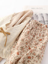 Cute Rose Print Pajamas Set