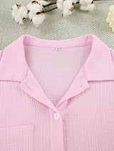 Ruffle Trim Pink Shirt & Shorts Lounge Set