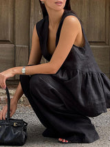 V Neck Sleeveless Vest & Long Pant Set