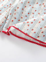 Strawberry Plaid Ruffle Sleeve Pajama Set