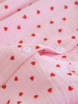 Short Sleeve 3 Pieces Heart Print Pajama Set