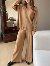 2Pcs Mock Neck Knit Loungewear