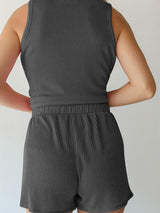 Round Neck Sleeveless Top and Shorts Set