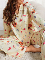 Cozy Sweet Fruit Print Pajama Set
