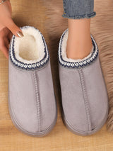 Solid Color Embroidery Plush Slippers