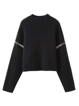 Contrast Color Mock Neck Sweater