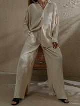 Long Sleeve Ribbed Pants Set