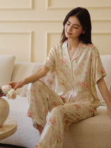 Kafiloe Pink Flowers Cotton Pajama Set