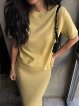 Knit Short Sleeved Skirt Set