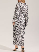 Kafiloe Leopard Cami Nightgown & Robe Set