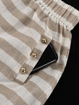 Striped Button Down Top and Shorts Set