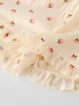 Fruit Print Spaghetti Strap Top Shorts Pajama Set