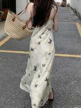 Butterfly Print Spaghetti Strap Maxi Dress