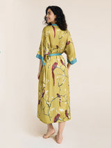Kafiloe Floral Printed Long Kimono Robe