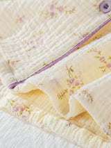 Small Floral Printed Short Sleeve 3Pcs Pajama Set