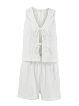 Solid Tie Front Vest & Shorts Set