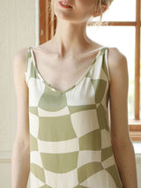 Checkerboard Print Cotton Cami Nightdress