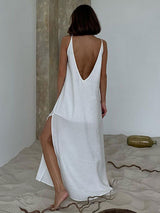Open Back Slip White Dress