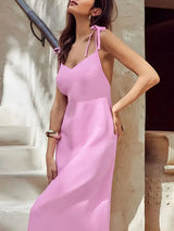 Cotton Sleeveless Pink Maxi Dress