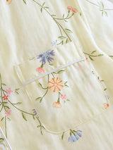 Flower Print Shirt Long Pants Pajmas Set