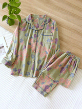 2Pcs Crepe Vintage Gourd Printed Pajamas