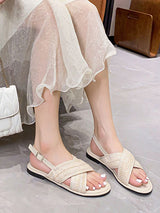 Woven Cross Strap Round Toe Sandals