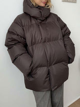 Pocketed Zip Up Hooded Puffer Jacket