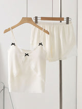 Lace Trim Bow Camisole and Shorts Pajama Set
