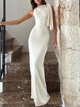 Crew Neck Sleeveless Long Maxi Dress