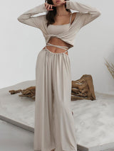 Long Sleeve Crop Tee & Wide Leg Pants