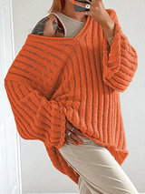 V Neck Loose Pullover Sweater