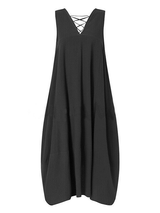 Casual Tie Back Sleeveless Linen Maxi Dress