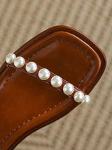 Pearl Square Toe Strap Sandals