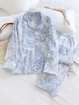 Vintage Printed Cotton Pajama Set